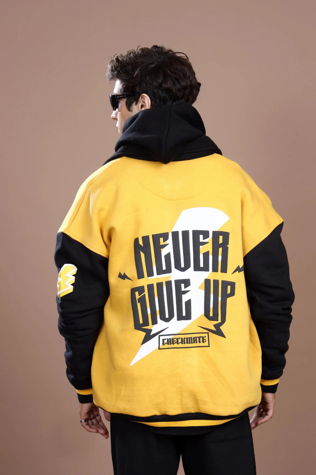 NEVER GIVE UP VARSITY JACKET