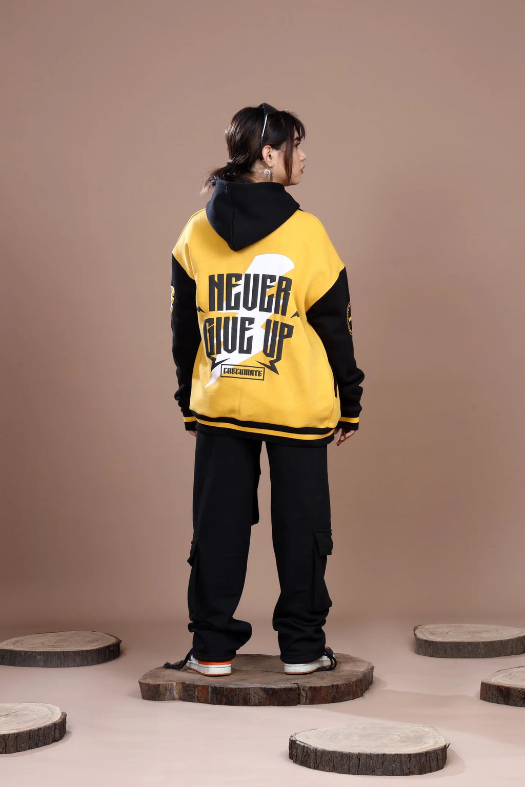 NEVER GIVE UP VARSITY JACKET