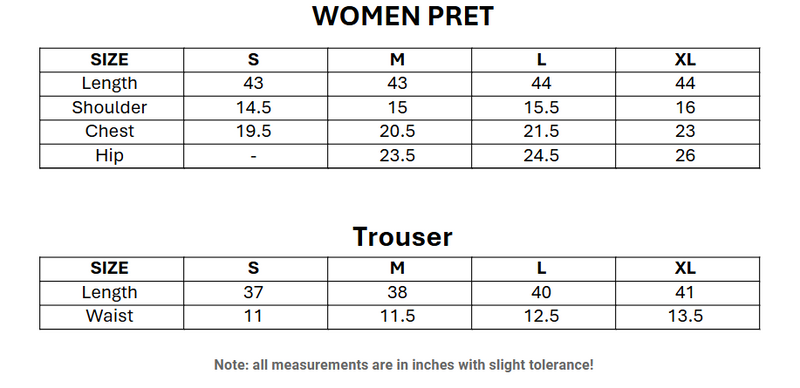 Size chart