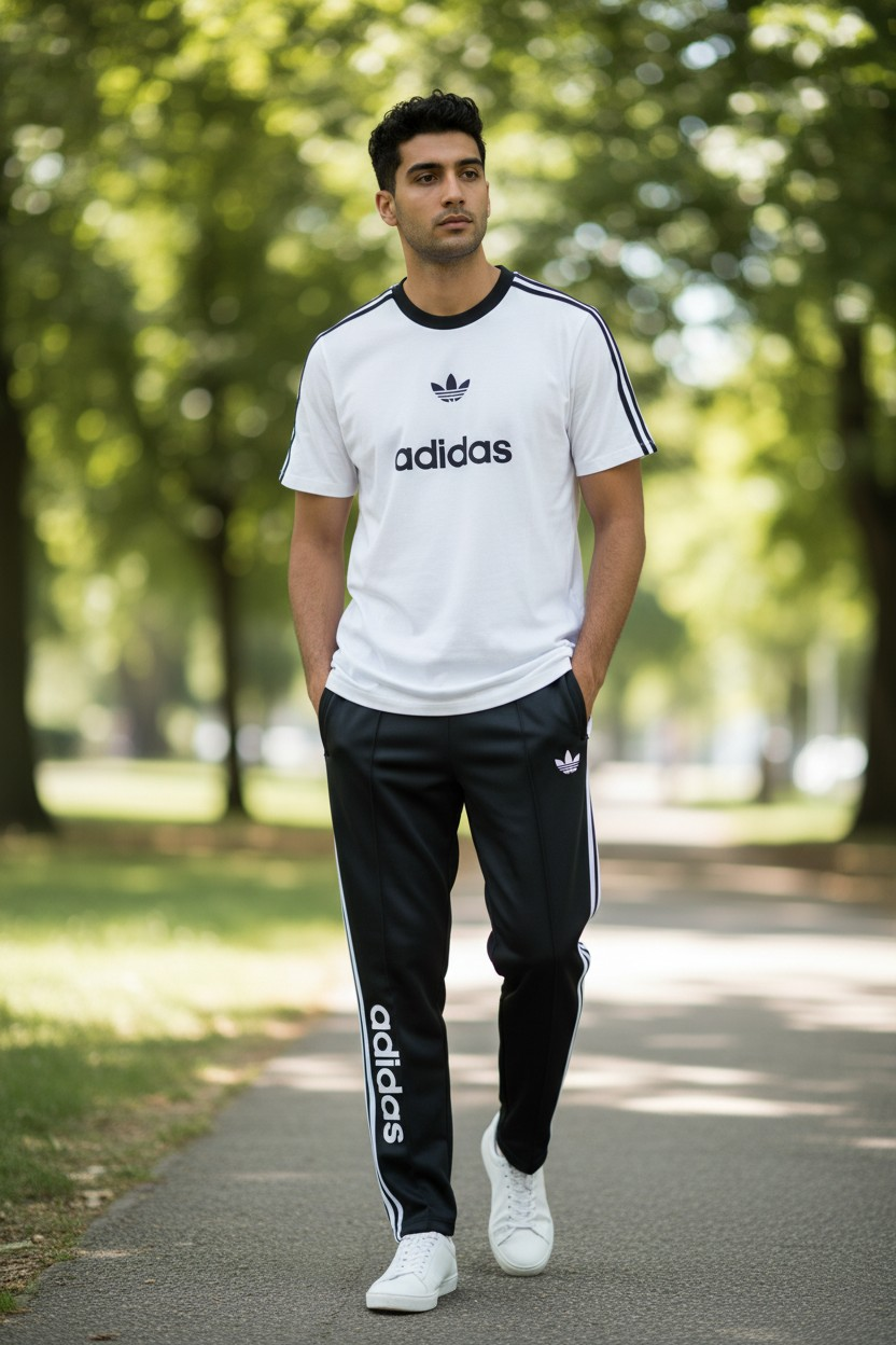 ADIDAS PREMIUM MEN'S STRONIX LYCRA DRI-FIT TRACKSUIT (WHITE&BLACK)