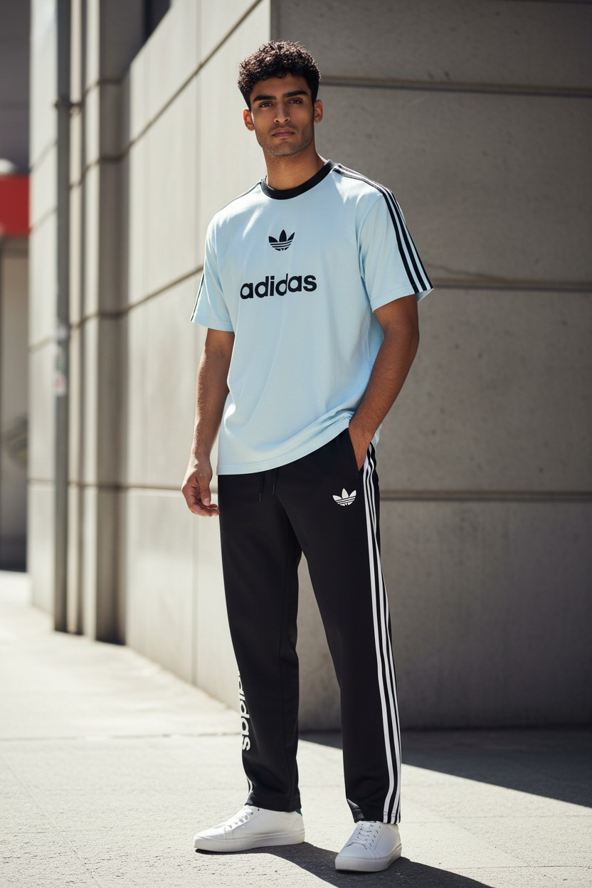 ADIDAS PREMIUM MEN'S STRONIX LYCRA DRI-FIT TRACKSUIT (SKY&BLACK)