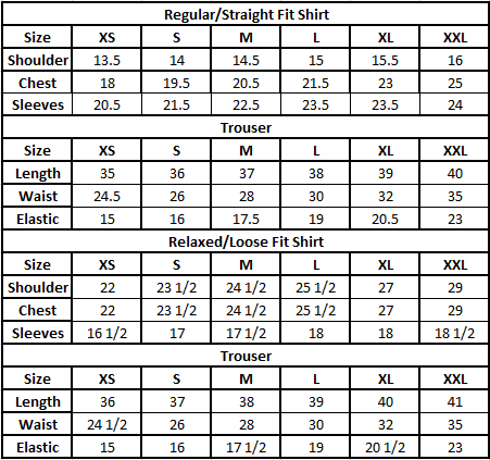 Size chart