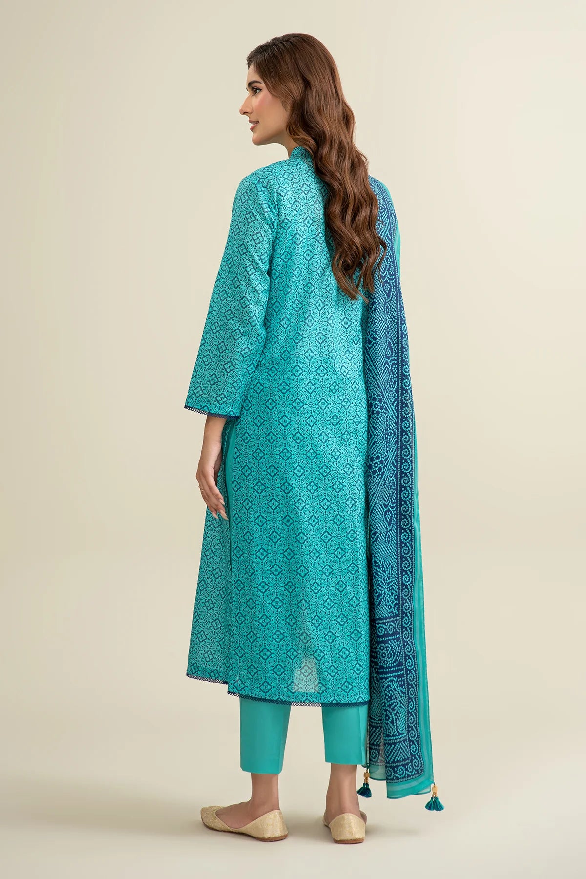 URB Ferozi 3-Piece Unstitched Lawn Suit with Printed Dupatta