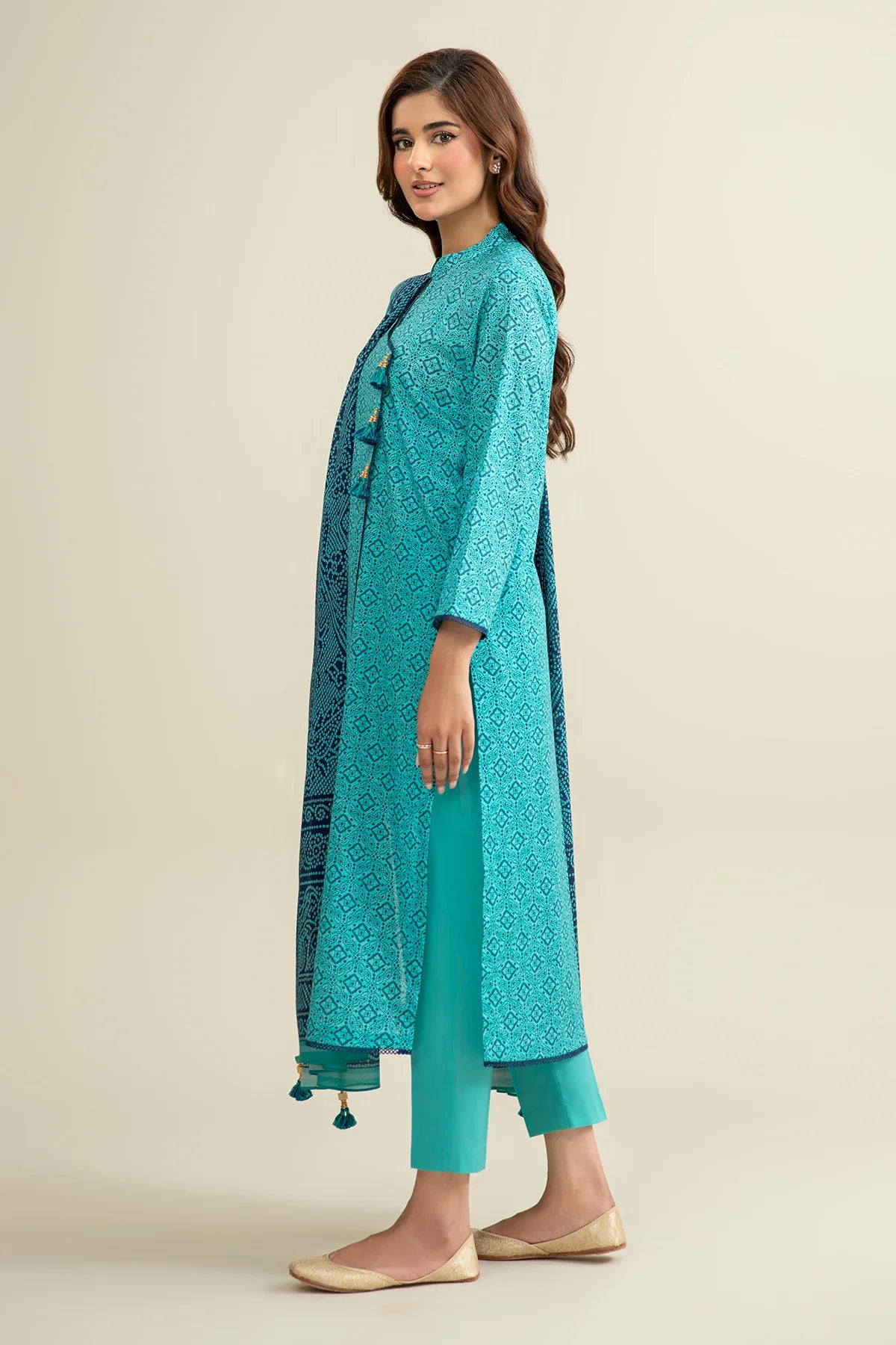 URB Ferozi 3-Piece Unstitched Lawn Suit with Printed Dupatta
