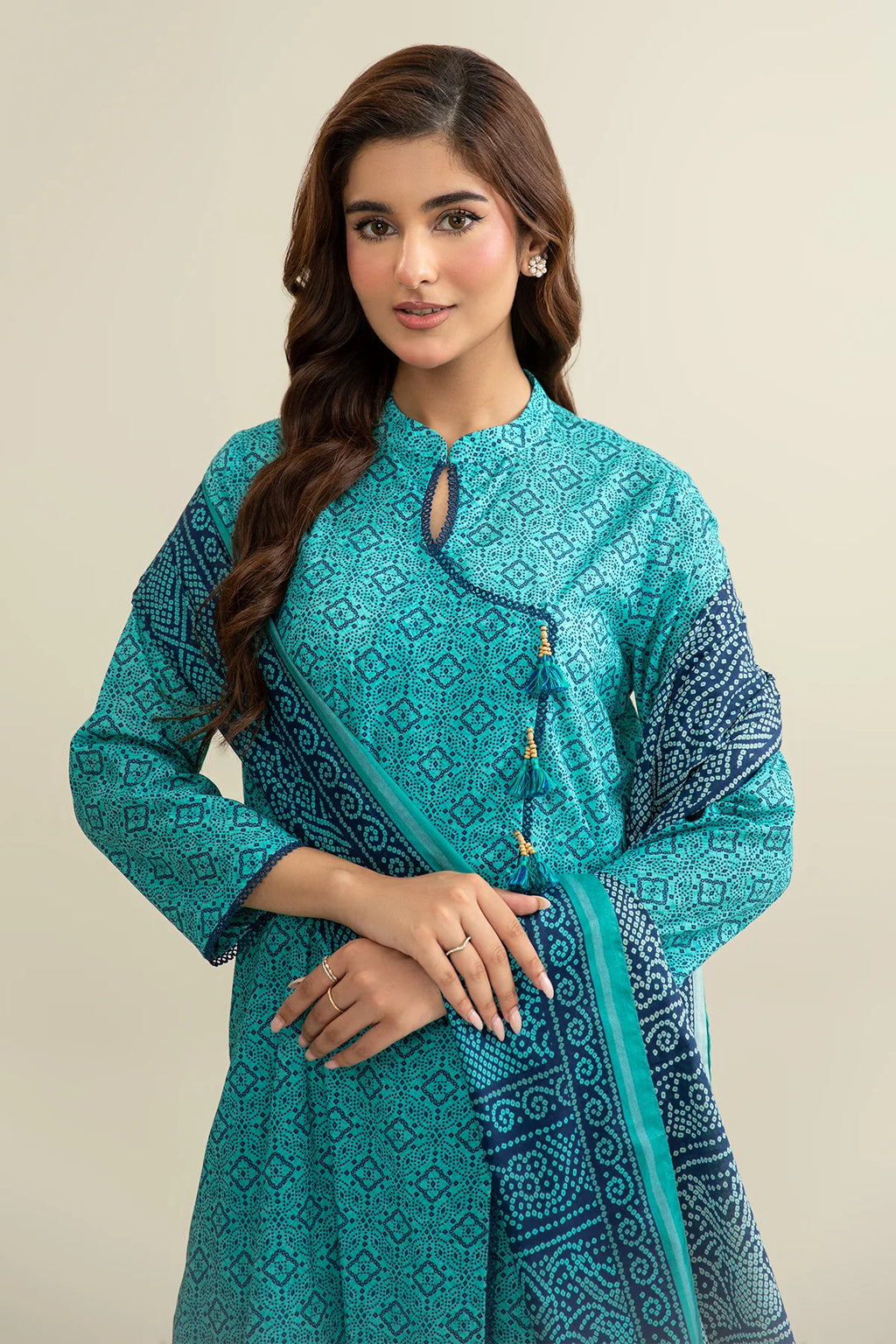 URB Ferozi 3-Piece Unstitched Lawn Suit with Printed Dupatta