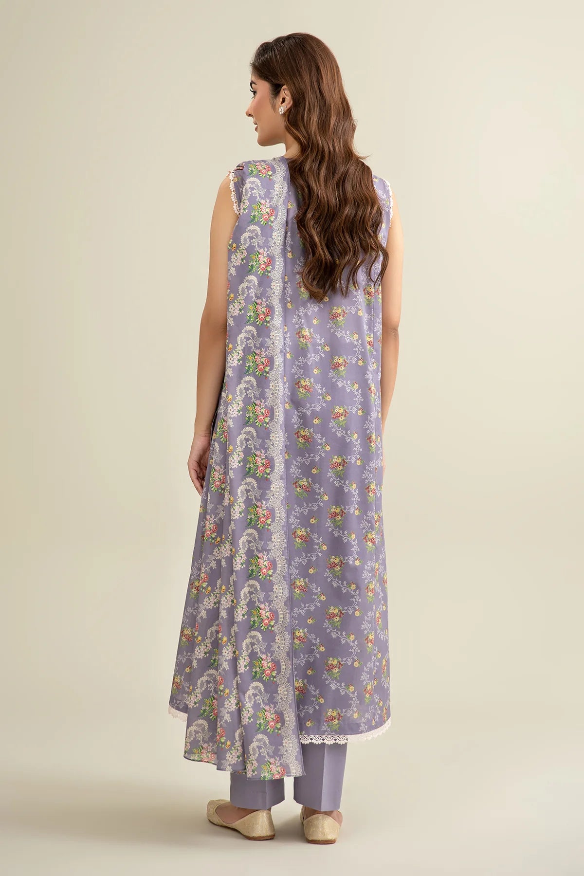 URB Lilac 3-Piece Unstitched Lawn Suit with Printed Dupatta