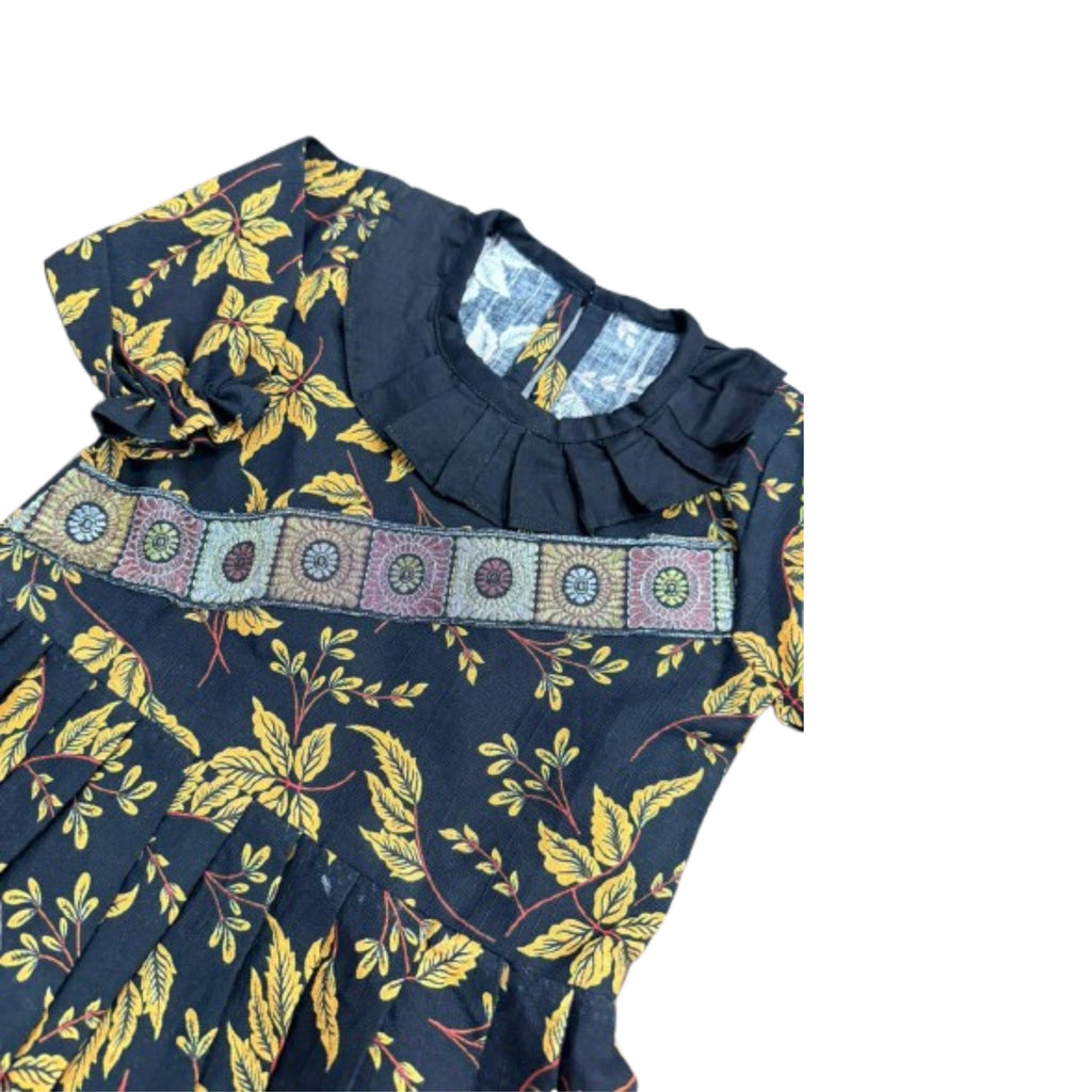 RS Black Floral Khaddar Frock Baby Girl