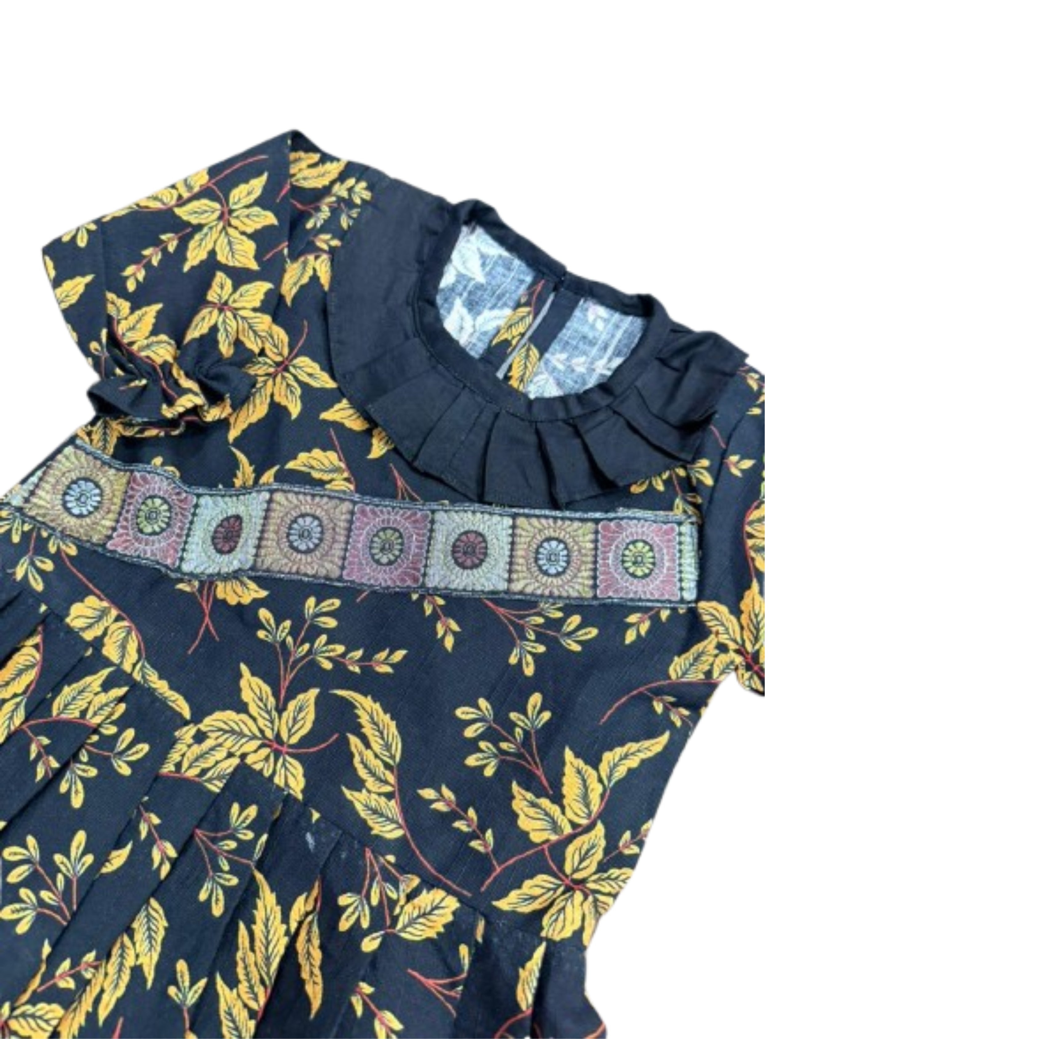 RS Black Floral Khaddar Frock Baby Girl