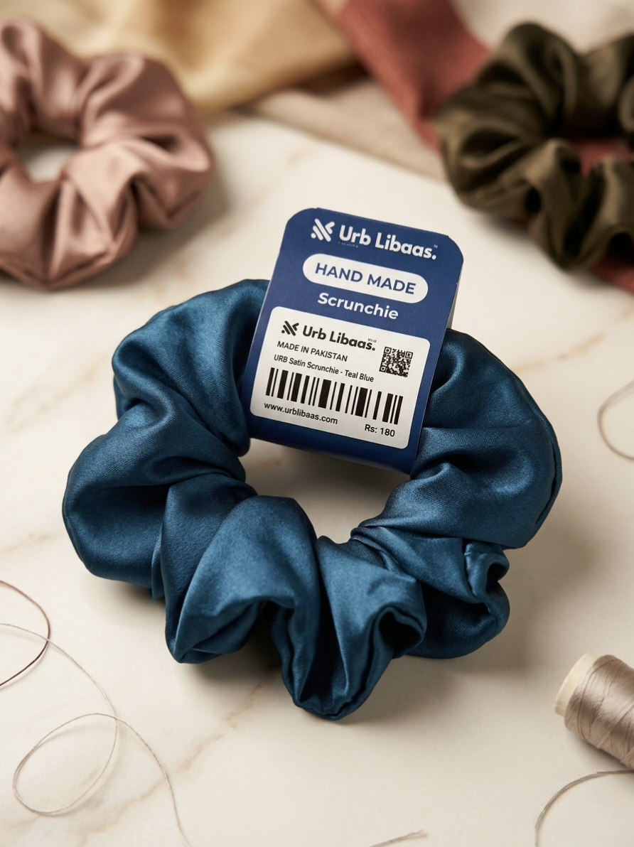 URB Satin Scrunchie - Teal Blue