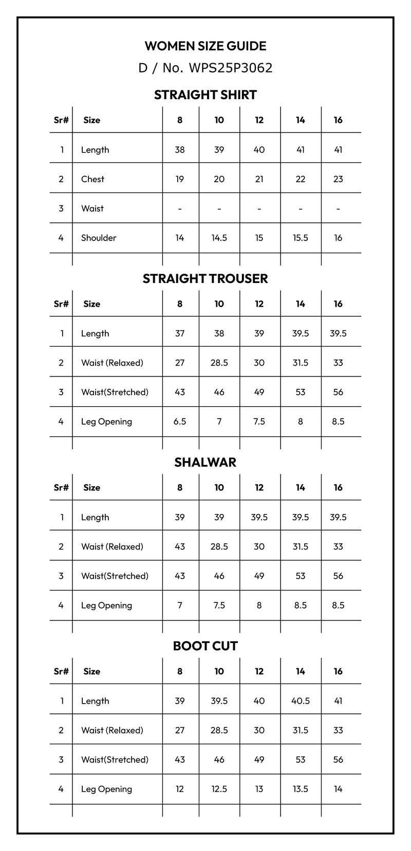 Size chart